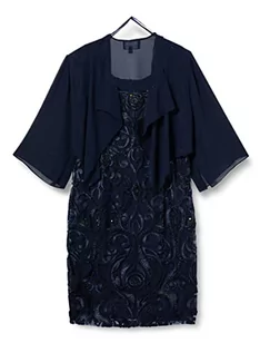 Sukienki - Gina Bacconi Damska haftowana sukienka z szyfonową kurtką koktajlową, wiosenna granatowa, 12, Spring Navy, 38 - grafika 1