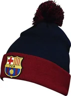 Czapki damskie - Czapka Zimowa FC Barcelona z Pomponem Herb Logo Granatowa Bordowa Akrylowa - miniaturka - grafika 1