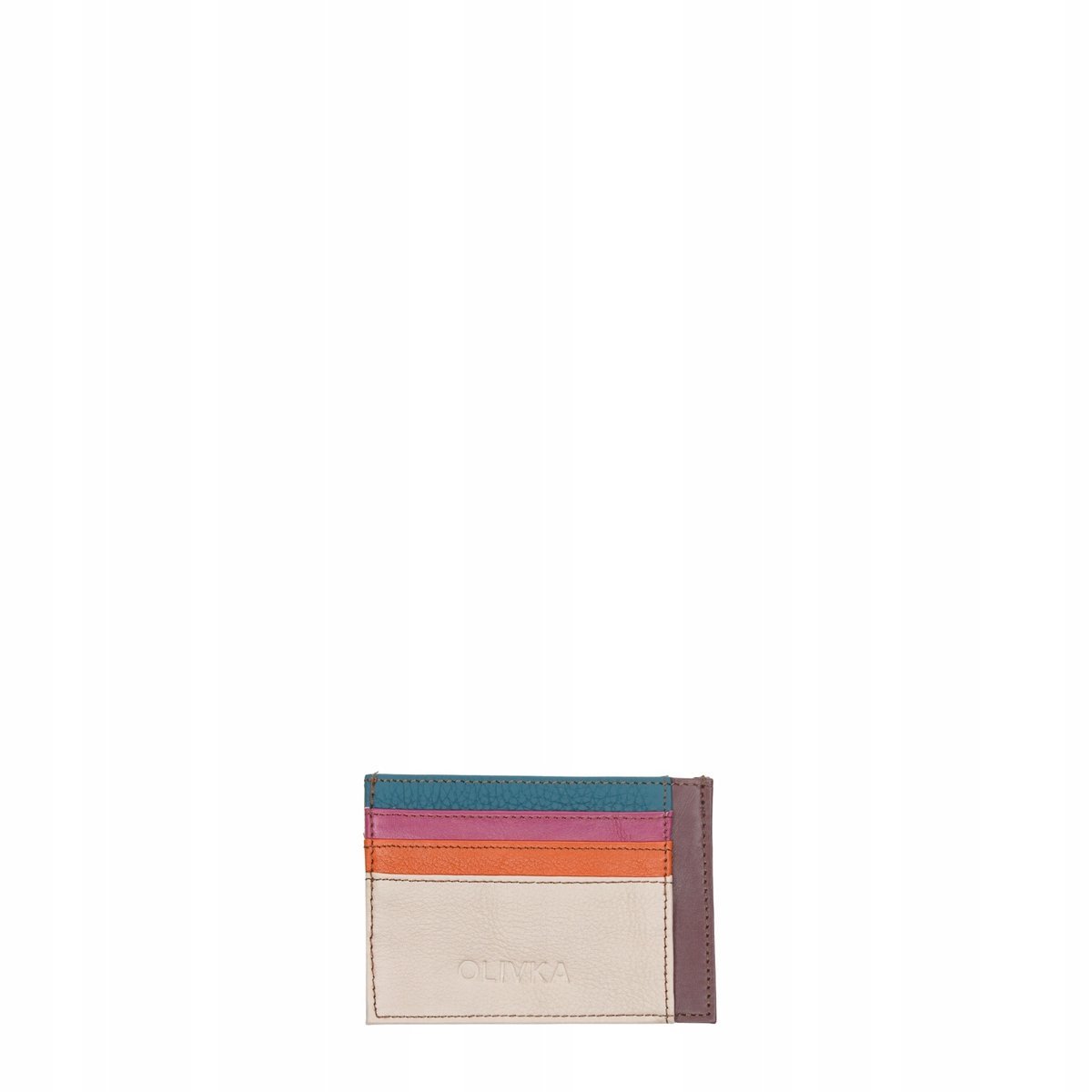 Organizer na karty wizytówki etui skórzane kolorowe ze skrawków eko OLIVKA