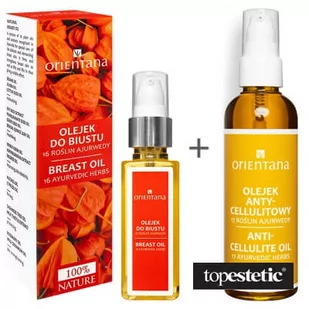 Orientana Anti Cellulite Bio Oil + Bust Body Oil ZESTAW Bio olejek antycellulitowy - 17 roślin ajurwedy 100 ml + Bio olejek do biustu - 16 roślin ajurwedy 50 ml - Olejki do ciała i włosów - miniaturka - grafika 1