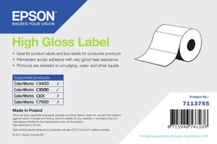 Epson High Gloss Label - Continuous Roll: 102mm x 33m - Etykiety do drukarek - miniaturka - grafika 1