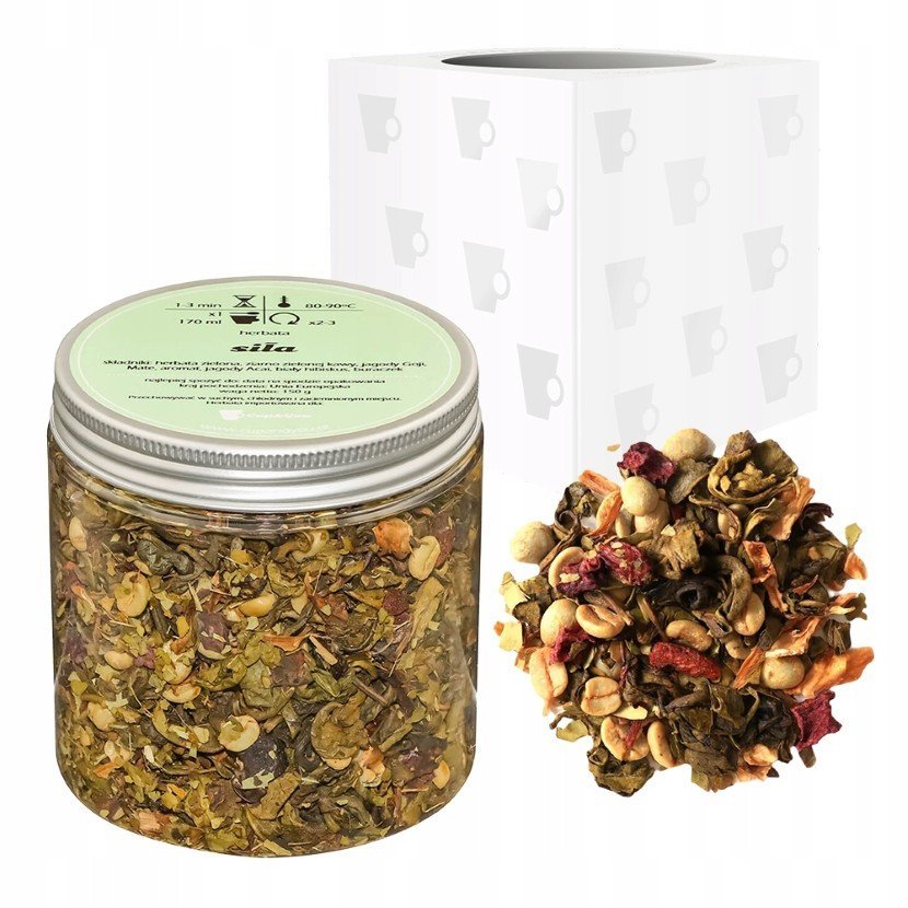 Zielona herbata SIŁA hibiskus buraczek jagody Goji jagody Acai 150g - sypana liściasta herbata PREMIUM na prezent upominek podarunek Cup&You