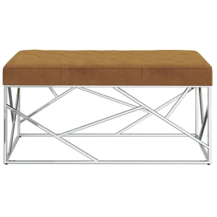 VidaXL Lumarko Ławka, 97 cm, brązowa, aksamitna tkanina i stal nierdzewna 327154 VidaXL - Ławki do przedpokoju - miniaturka - grafika 1