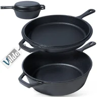 Patelnie - Garnek z patelnią żeliwne patelnia żeliwna grillowa na gaz indukcję grill ognisko do piekarnika CAST LINE 24 cm / 3,5 l - miniaturka - grafika 1
