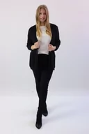 Swetry damskie - Delikatny sweterek narzutka Melisa Czarny UNI - miniaturka - grafika 1