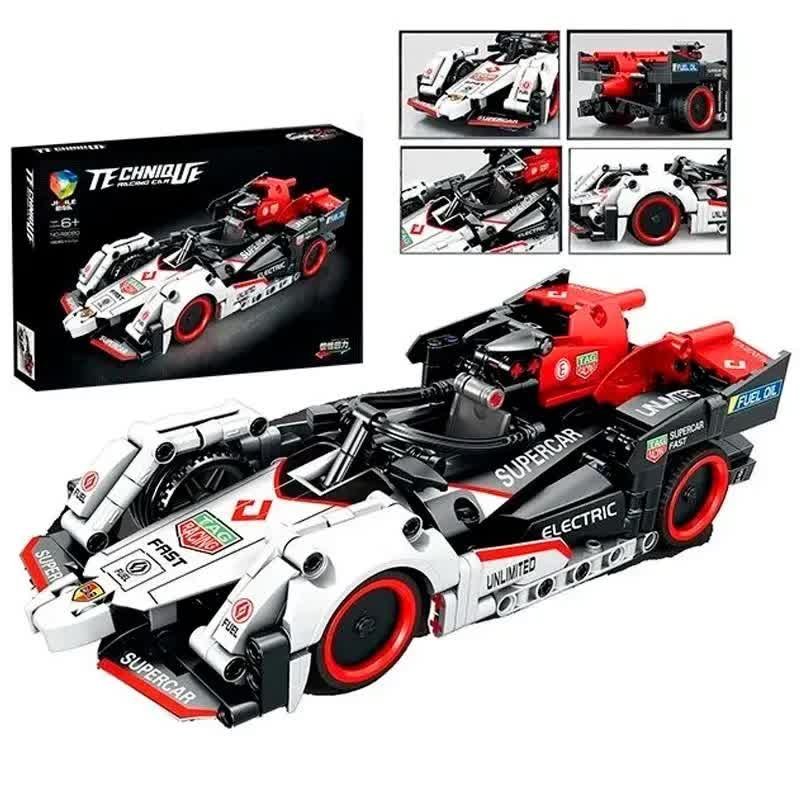 ZESTAW K KLOCKÓW KONSTRUKCYJNYCH 486 ELEMENTÓW SAMOCHÓD WYŚCIGOWY CZARNO-BIAŁY BOLID