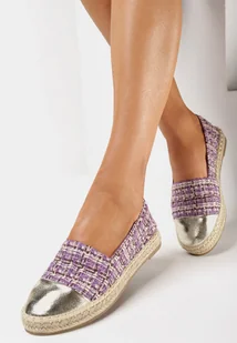 Fioletowe Espadryle z Tweedową Cholewką i Plecioną Podeszwą Erodiana - Espadryle damskie - miniaturka - grafika 1