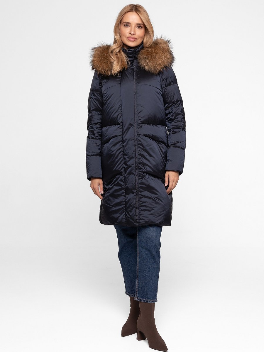 PIKOWANA PUCHOWA KURTKA DAMSKA Z NATURALNYM FUTREM JENOTA