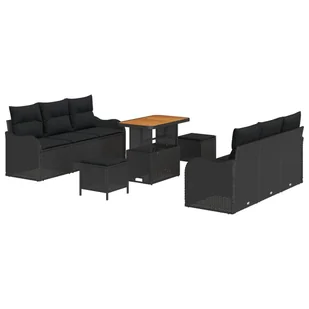 vidaXL 9-częściowy zestaw sof ogrodowych z poduszkami czarny technorattan akacja, vidaXL 2-osobowa sofa ogrodowa z miejscem do przechowywania i podu.. - Sofy ogrodowe - miniaturka - grafika 1