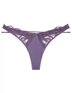 Women'secret Stringi Koronka Paski Czarny, Fioletowy/Liliowy, M - Majtki damskie - miniaturka - grafika 1