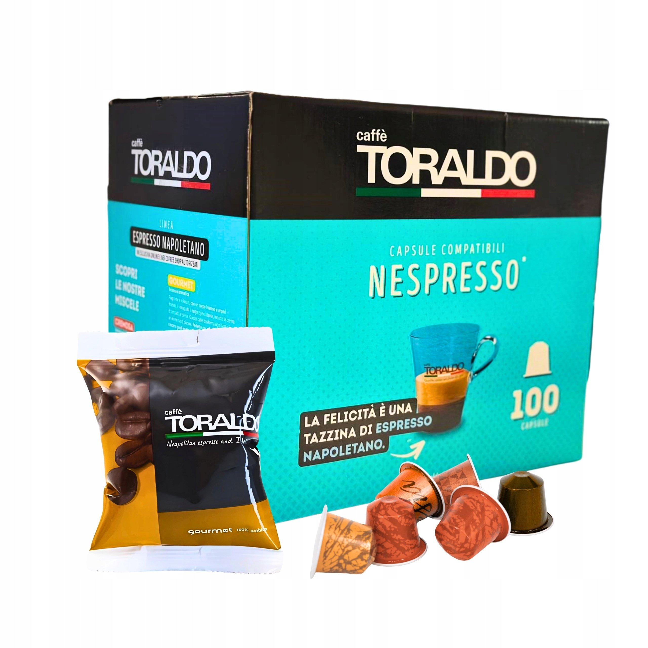 Kapsułki do Nespresso 100 sztuk -100 kaw w kapsułkach marki Toraldo Gourmet