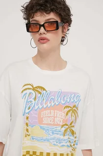 Koszulki sportowe damskie - Billabong t-shirt bawełniany damski kolor biały EBJZT00256 - grafika 1