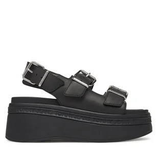 Sandały Tommy Jeans Tjw Wedge Sandal EN0EN02774 Czarny - Sandały damskie - miniaturka - grafika 1