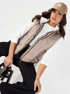 Kamizelki damskie - Kamizelka damska pikowana TREOS beżowa Dstreet TY4216-XL - miniaturka - grafika 1