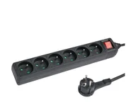 Listwy zasilające - HAMA Listwa zasilająca Standard 6gn, 1.5m, czarna - miniaturka - grafika 1