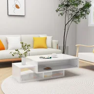 Ławy i stoliki kawowe - vidaXL Stolik kawowy, biały z połyskiem, 105x55x32 cm, płyta wiórowa vidaXL - miniaturka - grafika 1