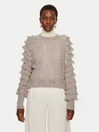 Swetry damskie - TWINSET Sweter 242TP3101 Szary Loose Fit - miniaturka - grafika 1