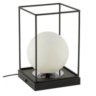 Lampy stojące - Nocna lampka do sypialni Aroma 50373 Sigma loftowa kostka kula czarna biała - miniaturka - grafika 1