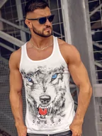 Koszulki męskie - Biała koszulka tank top bokserka z nadrukiem Bolf 14850A - miniaturka - grafika 1
