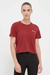 Salewa t-shirt sportowy Lavaredo Hemp kolor bordowy - Koszulki sportowe damskie - miniaturka - grafika 1