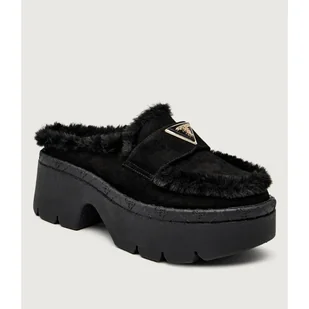 Guess Mule BRIDEEN shearling zamsz - Klapki i japonki damskie - miniaturka - grafika 1