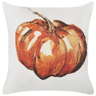 Poduszki dekoracyjne - Welurowa Poduszka Dekoracyjna Z Motywem Dyni 45 X 45 Cm Beżowa Z Pomarańczowym Curbita - miniaturka - grafika 1