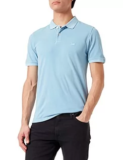 Koszulki męskie - Lee Męska koszulka polo barwiona, Lodowy Błękit, M - grafika 1