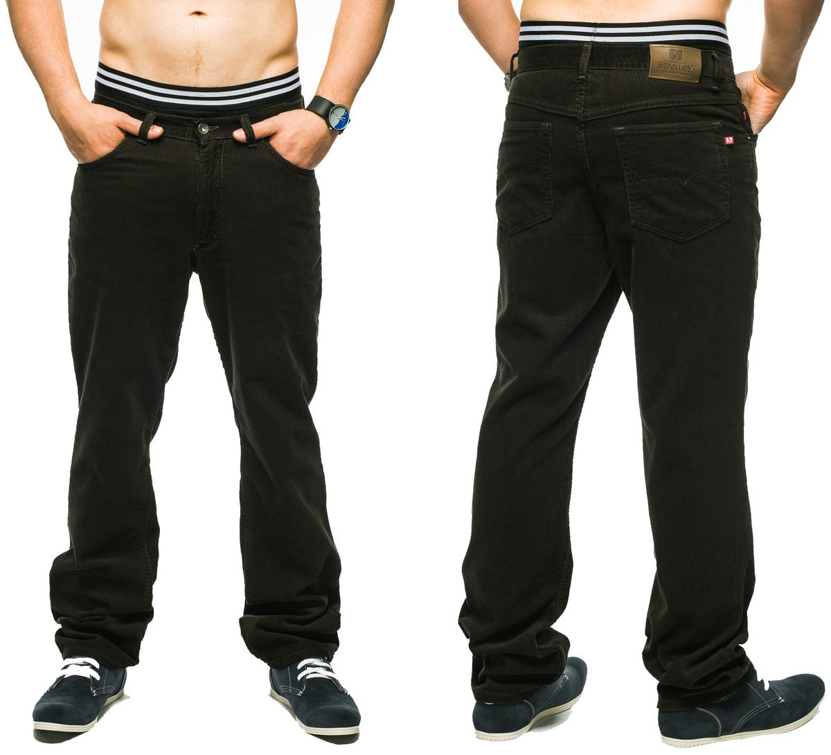 SPODNIE SZTRUKSOWE STANLEY JEANS KHAKI 100CM L32