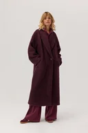 Płaszcze damskie - Płaszcz z wełną Koda burgundowy - miniaturka - grafika 1
