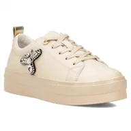 Czółenka - Buty sneakersy damskie beżowe na platformie skórzane Filippo DP6042/24-36 - miniaturka - grafika 1