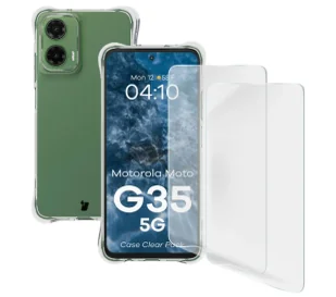 Bizon Elastyczne etui + 2x folia na ekran Case Clear Pack do Motorola Moto G35 5G - Etui i futerały do telefonów Bizon Elastyczne etui + 2x folia na ekran Case Clear Pack do Motorola Moto G35 5G - Etui i futerały do telefonów - miniaturka - grafika 1