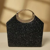 Inne - TEMU torebka z błyszczącym złotym dekoracją, okrągłym uchwytem, łańcuchowym paskiem, magnetyczną zamknięciem - idealna na wesela, imprezy, urodziny i - miniaturka - grafika 1