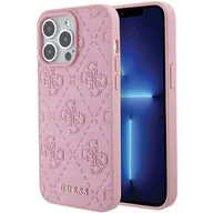 Etui i futerały do telefonów - Guess GUHCP15LP4EPMP iPhone 15 Pro 6.1" różowy/pink hardcase Leather 4G Stamped - miniaturka - grafika 1