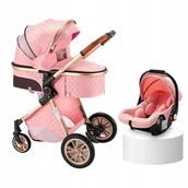Wózki dziecięce - WÓZEK DZIECIĘCY 3w1 FOTELIK SPACERÓWKA GONDOLA LEKKI WIELOFUNKCYJNY - miniaturka - grafika 1