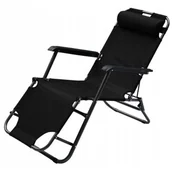 Leżaki ogrodowe - Leżak Składany Ogrodowy Mocny Z Zagłówkiem Fotel - miniaturka - grafika 1