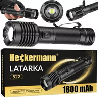 Latarki - Latarka taktyczna LED Heckermann 522 Turystyczna latarka akumulatorowa / na baterie - miniaturka - grafika 1