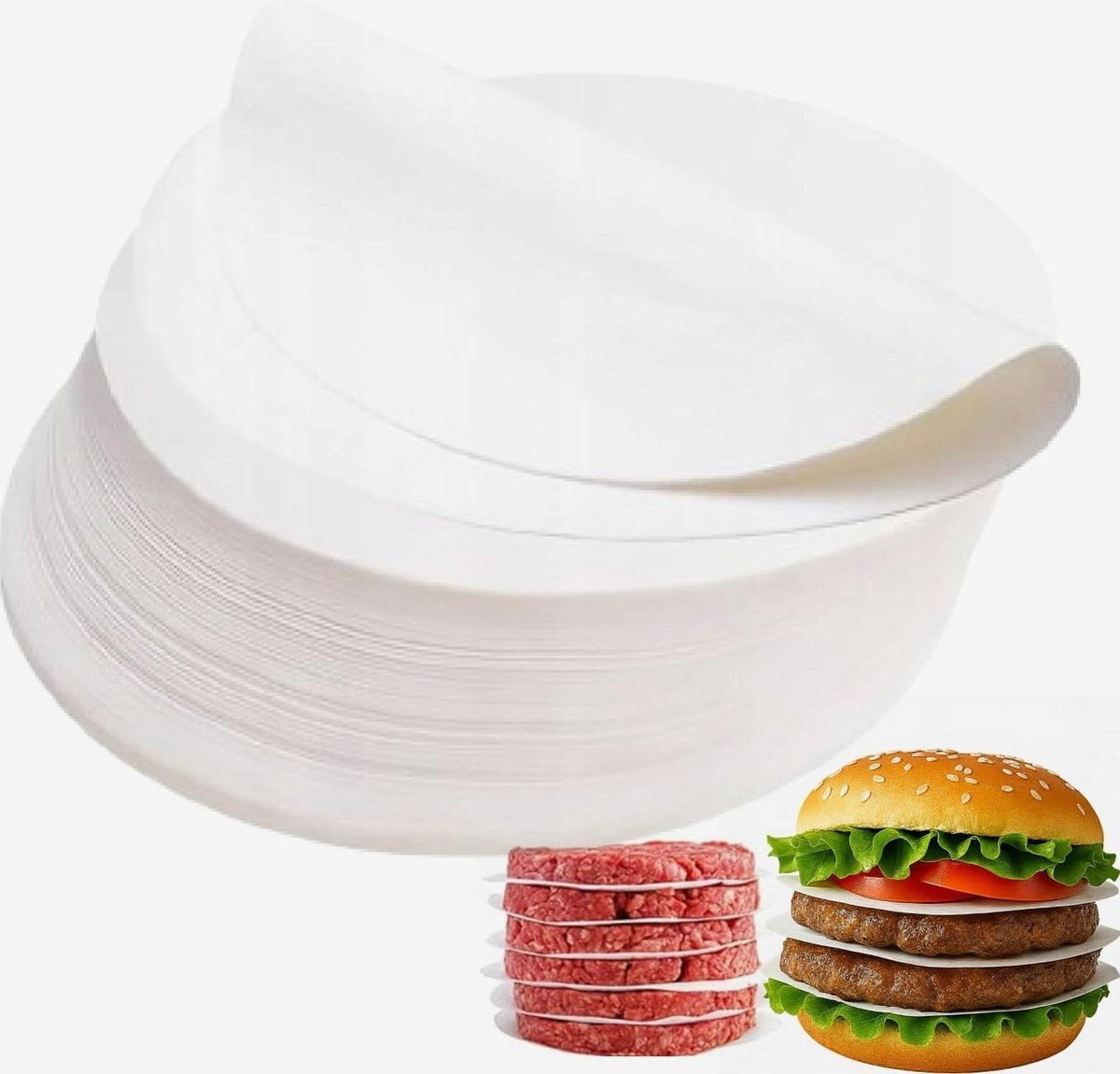 PAPIER 1000 SZTUK 14 CM OKRĄGŁY DO BURGERÓW NIEPRZYWIERAJĄCY UNIWERSALNY