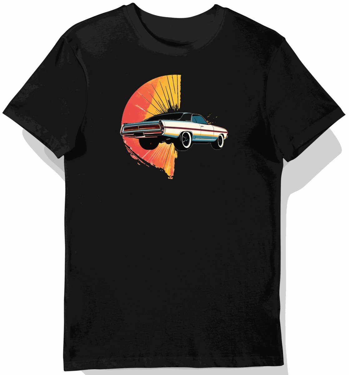 Koszulka męska czarna z nadrukiem klasycznego auta M