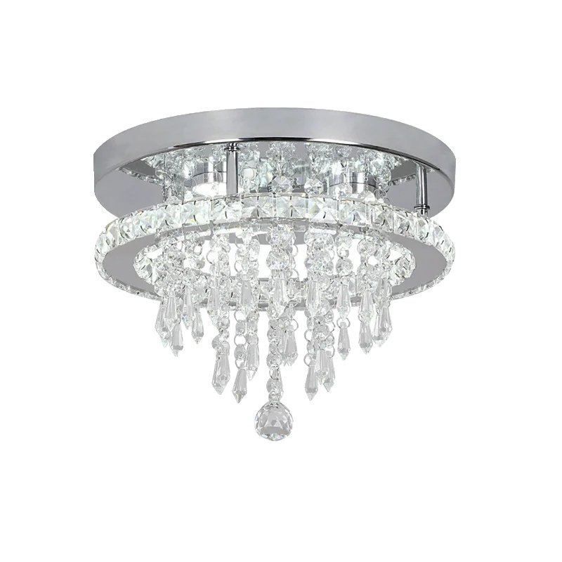 Lampy sufitowe, kryształ LED, żyrandol ze stali nierdzewnej, C 30X30cm, Neutralne światło
