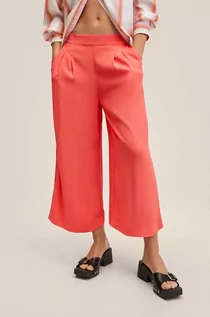 Spodnie damskie - Mango spodnie Life damskie kolor czerwony szerokie high waist - grafika 1