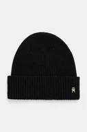 Czapki damskie - Tommy Hilfiger czapka kaszmirowa kolor czarny wełniana AW0AW16623 - miniaturka - grafika 1