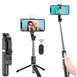 Selfie stick statyw Alogy Tripod uchwyt do telefonu kijek Bluetooth LED Czarny - Selfie stick - miniaturka - grafika 2