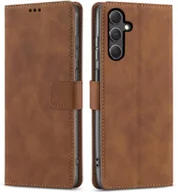 Etui i futerały do telefonów - ETUI Z KLAPKĄ do Samsung S23 FE BRĄZOWE ZAMYKANE CASE + SZKŁO - miniaturka - grafika 1