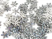 Dekoratorstwo - [55565] Cekiny śnieżynki srebrne mieniące 12mm 200 sztuk - miniaturka - grafika 1