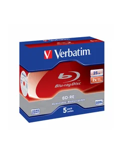 Płytki BD-RE VERBATIM BLU-RAY RW 5Pack Jewel 25GB 43615 - Nośniki danych - miniaturka - grafika 1