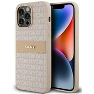 Etui i futerały do telefonów - Oryginalne Etui IPHONE 14 PRO DKNY Hardcase Leather Mono Stripe & Metal Logo (DKHCP14LPRTHSLP) różowe - miniaturka - grafika 1