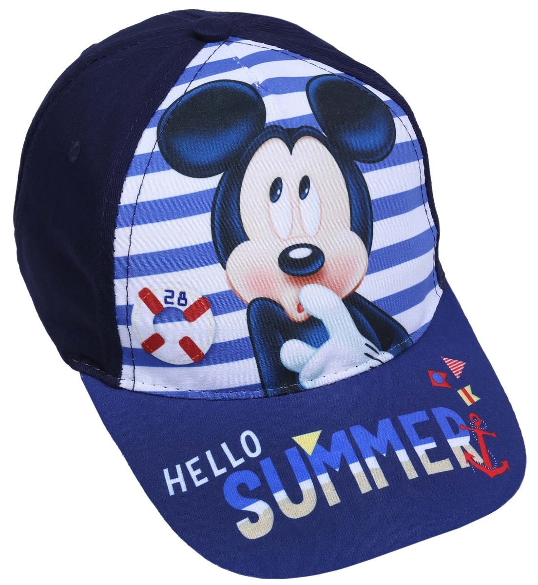 Granatowa, chłopięca czapka z daszkiem, w paski Myszka Mickey Disney 52 cm
