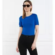 Koszulki i topy damskie - Calvin Klein T-shirt MODAL SILK CREW NECK TOP SS | Slim Fit - miniaturka - grafika 1