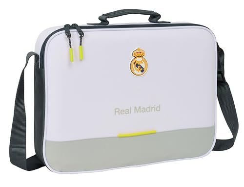 Safta Real Madrid EQUIPATION 25/26 - Wyjmowany portfel, teczka na zakupy, torba na ramię, wygodna i wszechstronna, jakość i trwałość, 38 x 6 x 28 cm, biały, M, casual, Kolor biały, M, swobodny