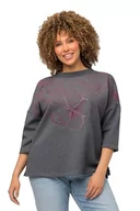 Swetry damskie - Ulla Popken Damski sweter z kapturem z aplikacją motylkową, szary melanż, 58-60 duże rozmiary - miniaturka - grafika 1